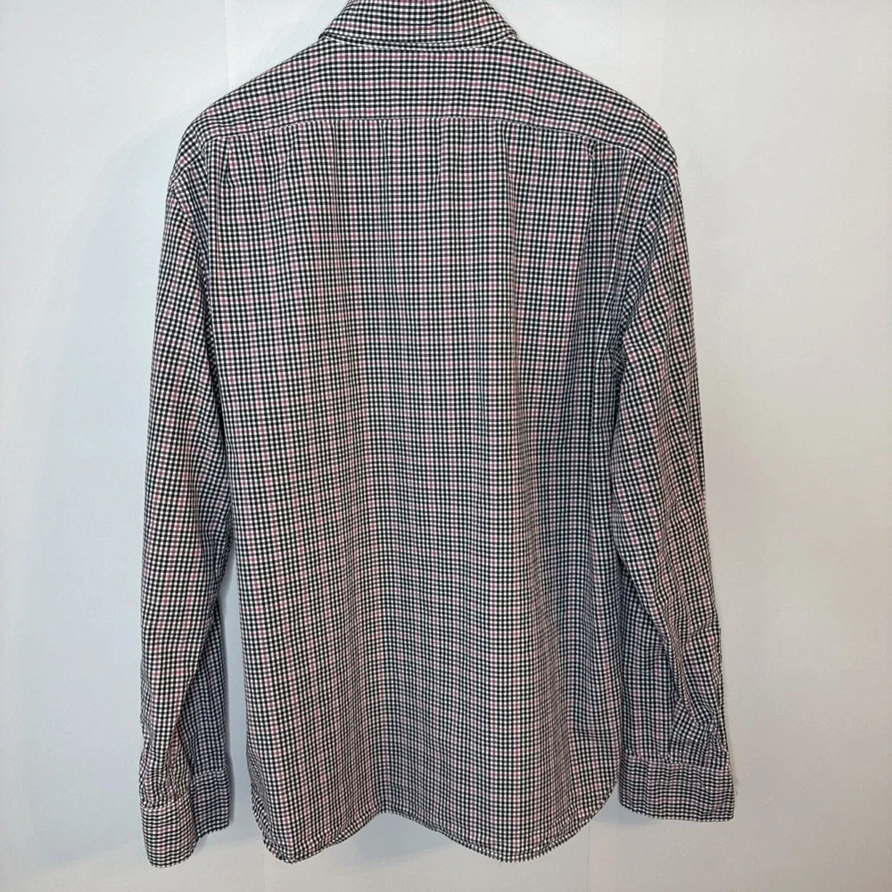 J Crew Mens Button Down Shirt Pink Black Check Slim‎ XL Corpcore Career Preppy